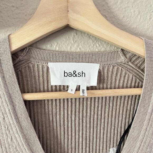 ba&sh Kao Rib A-line sweater mini dress in Beige - Picture 6 of 10